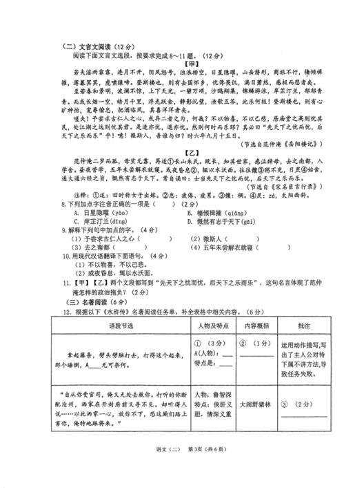 2023年海南省海口市第十四中學集團初中學業水平模擬考試 二 語文試題 圖片版無答案